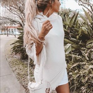 Hooded cape poncho knit crochet detailed one size